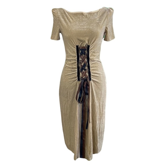 Moschino Velour Corset Lace Up Midi Ruched Dress 8